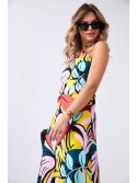 Patterned maxi dress tied around the neck, black 110595 - Online store - Boutique